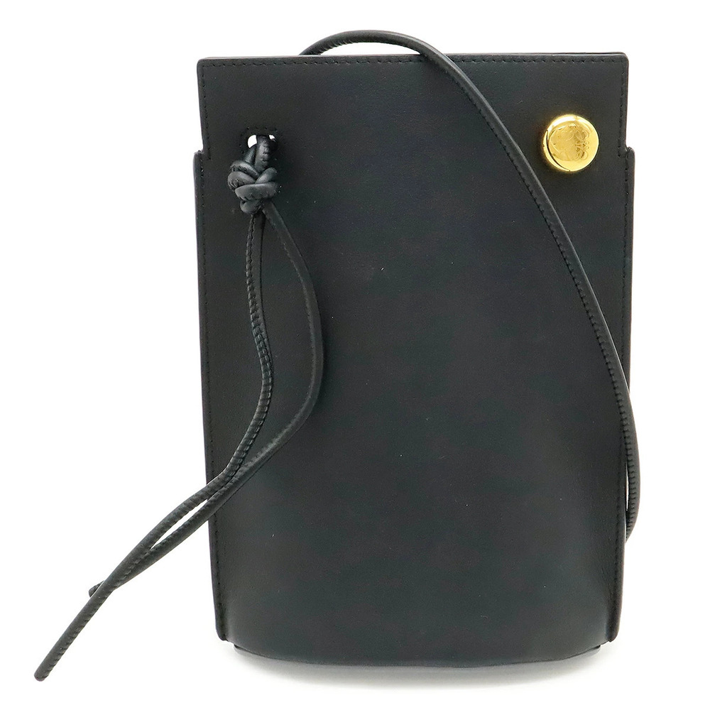 Loewe Anagram Dice Pocket Shoulder Bag Pochette Calf Leather Black